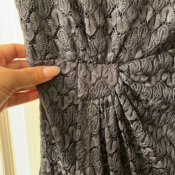 Connected Apparel blue-gray  lace detail midi wedding guest dress size 16 - Picture 3 of 7